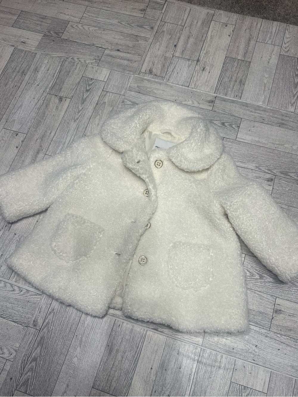 Janie and Jack Cream Faux Shearling Pea Coat size 6-12 months